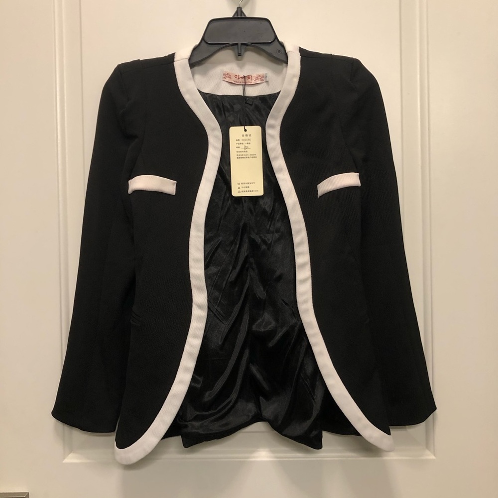 Black White Lined Blazer Small - Picture 1 of 4
